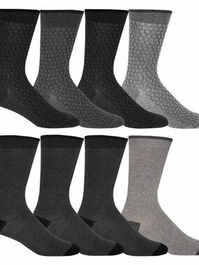 Cole Hank - Men's Comfort Crew Socks - Grey & Charcoal (7 Pack)